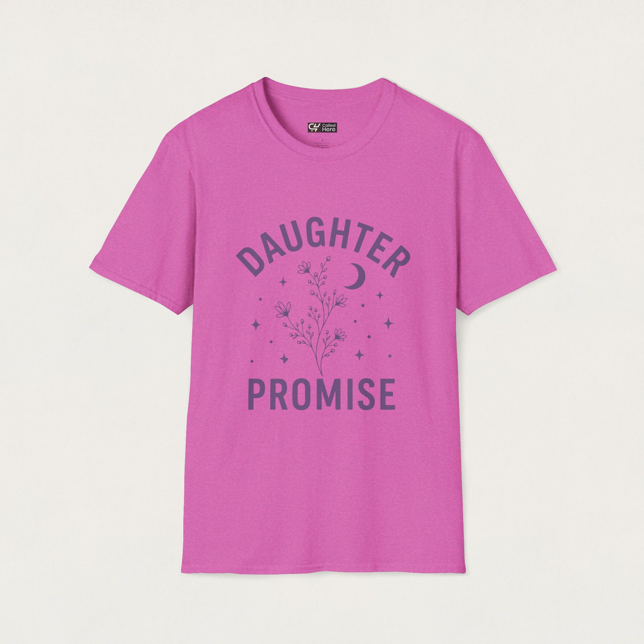 Called Here Daughter of Promise T‑Shirt: Floral Moon Graphic Tee for Women