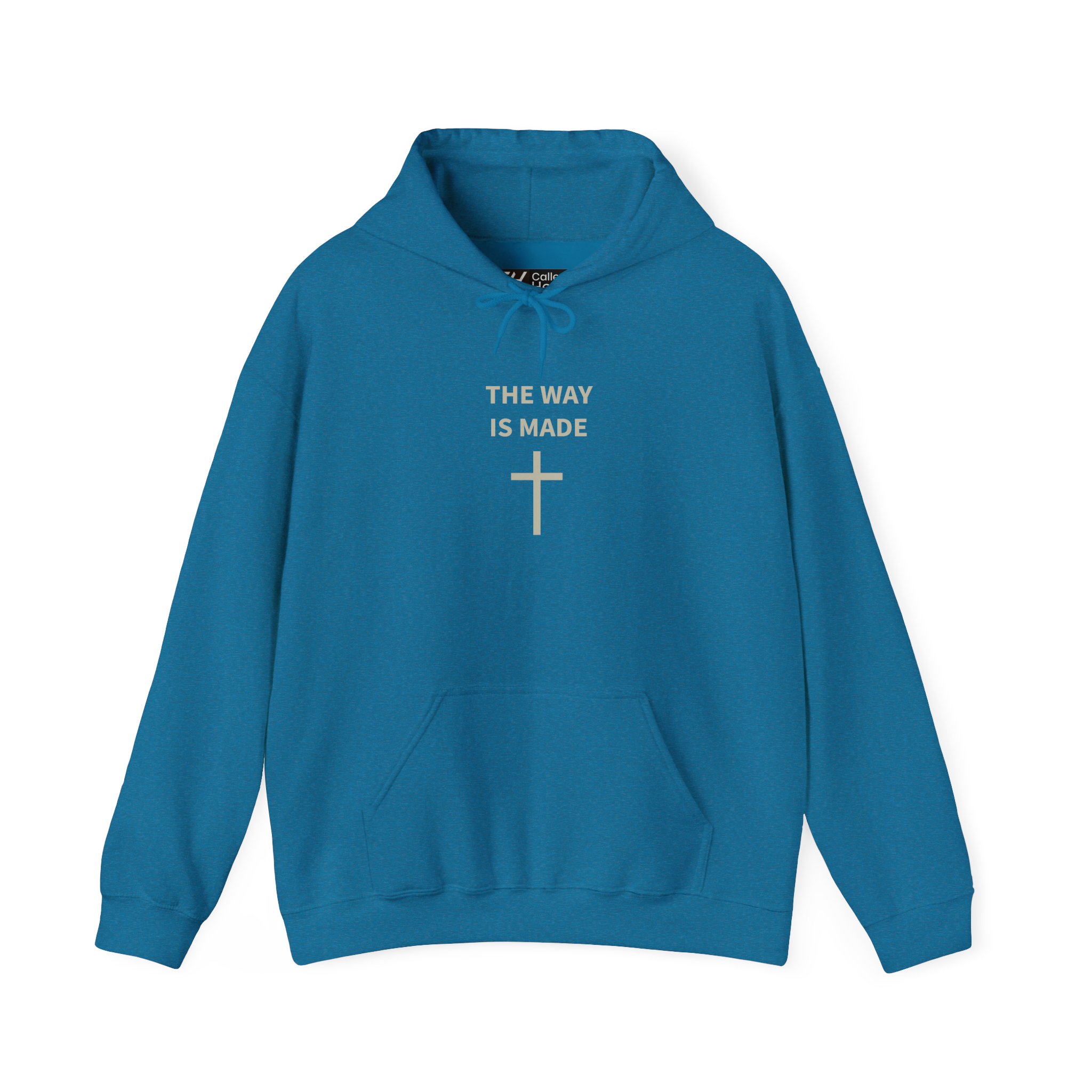 Called Here Way Is Made Hoodie: Cross and Scenic Back